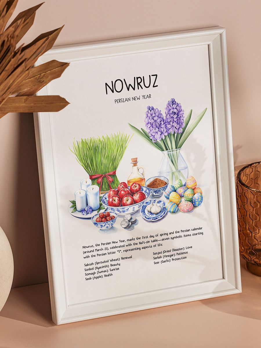 Nowruz Watercolor Art, Haft-sin Table, Persian New Year, Printable Wall Art, Persian Art, Watercolor Food Illustration, Digital Art, Norooz product image (4)