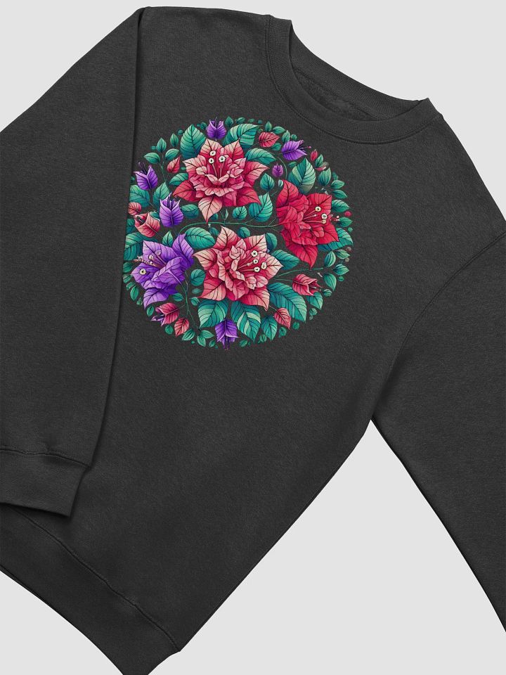 Tropical Vibes Only Premium Crewneck | AI Design bougainvillea flower mandala motif product image (1)
