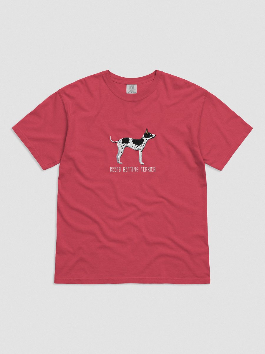 Keeps Getting Terrier T-Shirt(Embroidered) of an American Hairless Terrier(Black & White) product image (41)