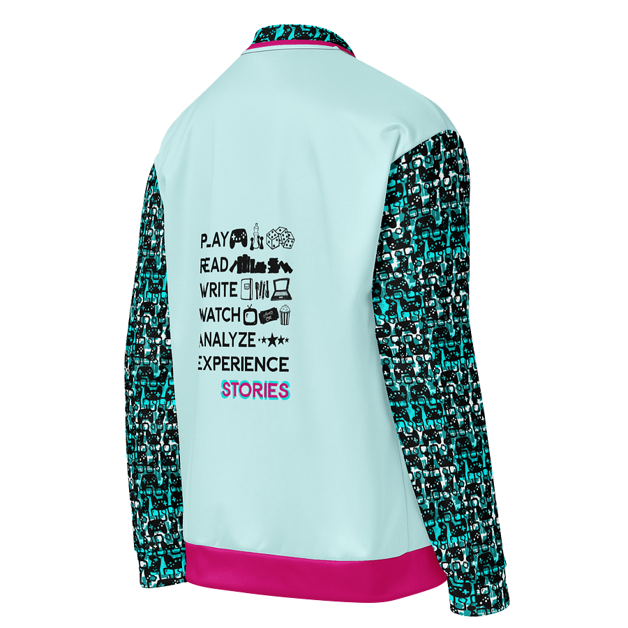 Experience Stories Unisex Bomber Jacket (Teal, Pink, and Black) product image (4)