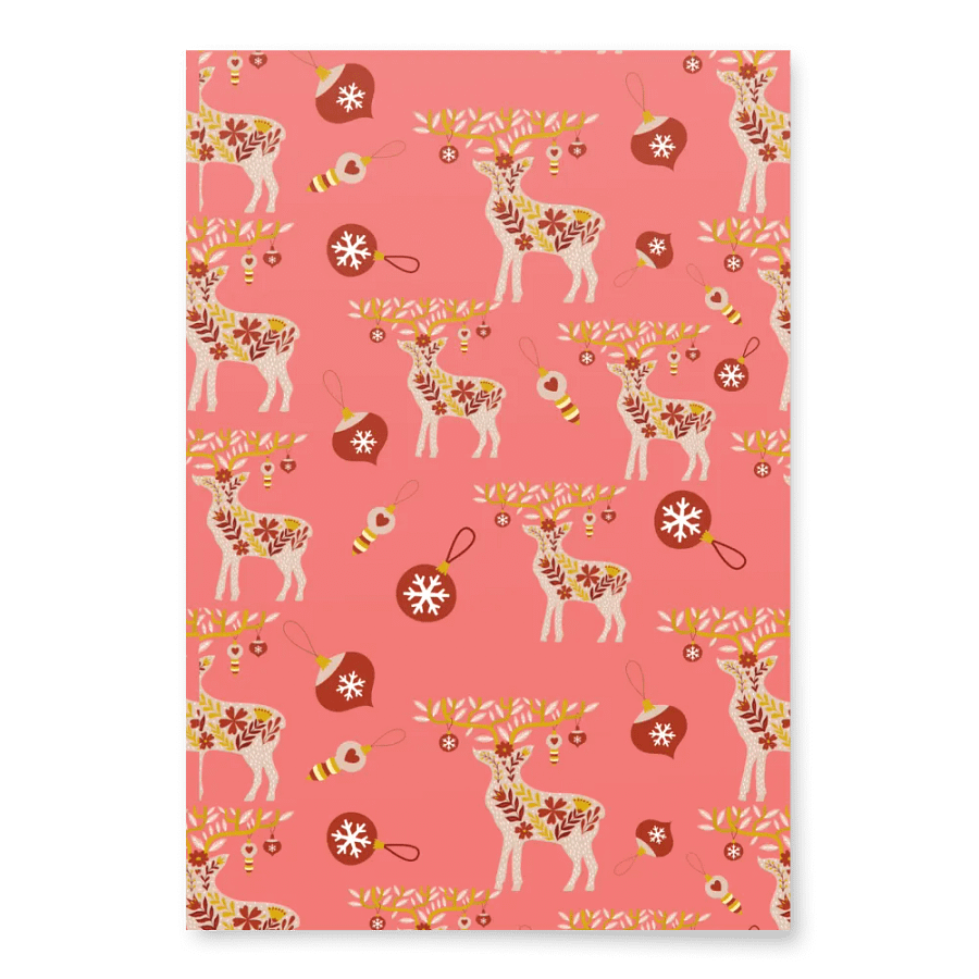 Reindeer& Ornament Wrapping Paper - Red product image (2)