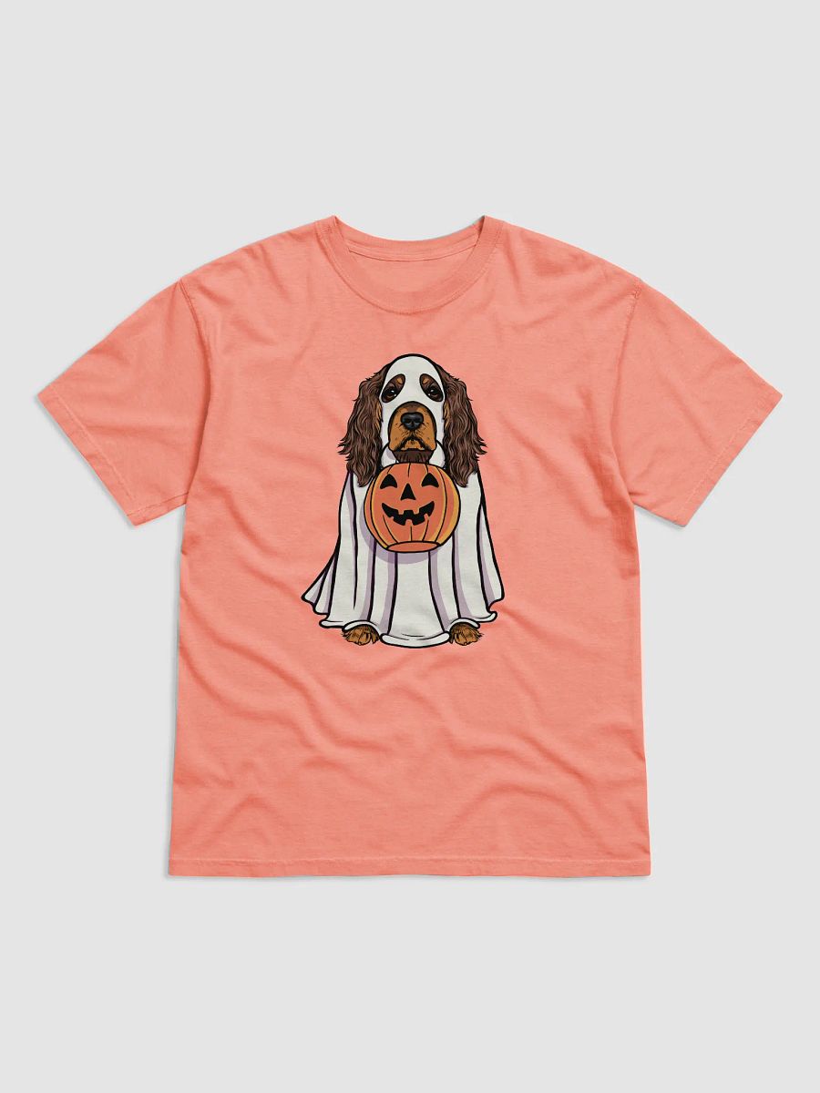 Funny Halloween Cocker Spaniel(Liver & Tan) T-Shirt | Funny Cocker Spaniel Wearing a Ghost Costume and Holding a Pumpkin Basket product image (22)