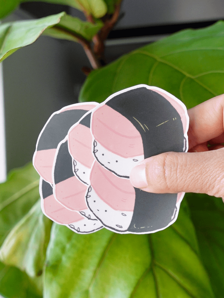 Spam Musubi with face small mouth Waterproof Vinyl sticker product image (2)
