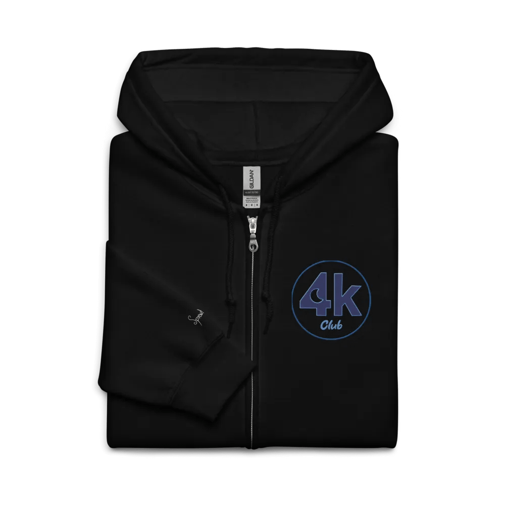 4K Club Zipped Hoodie - embroidered front & sleeve, logo on back product image (7)