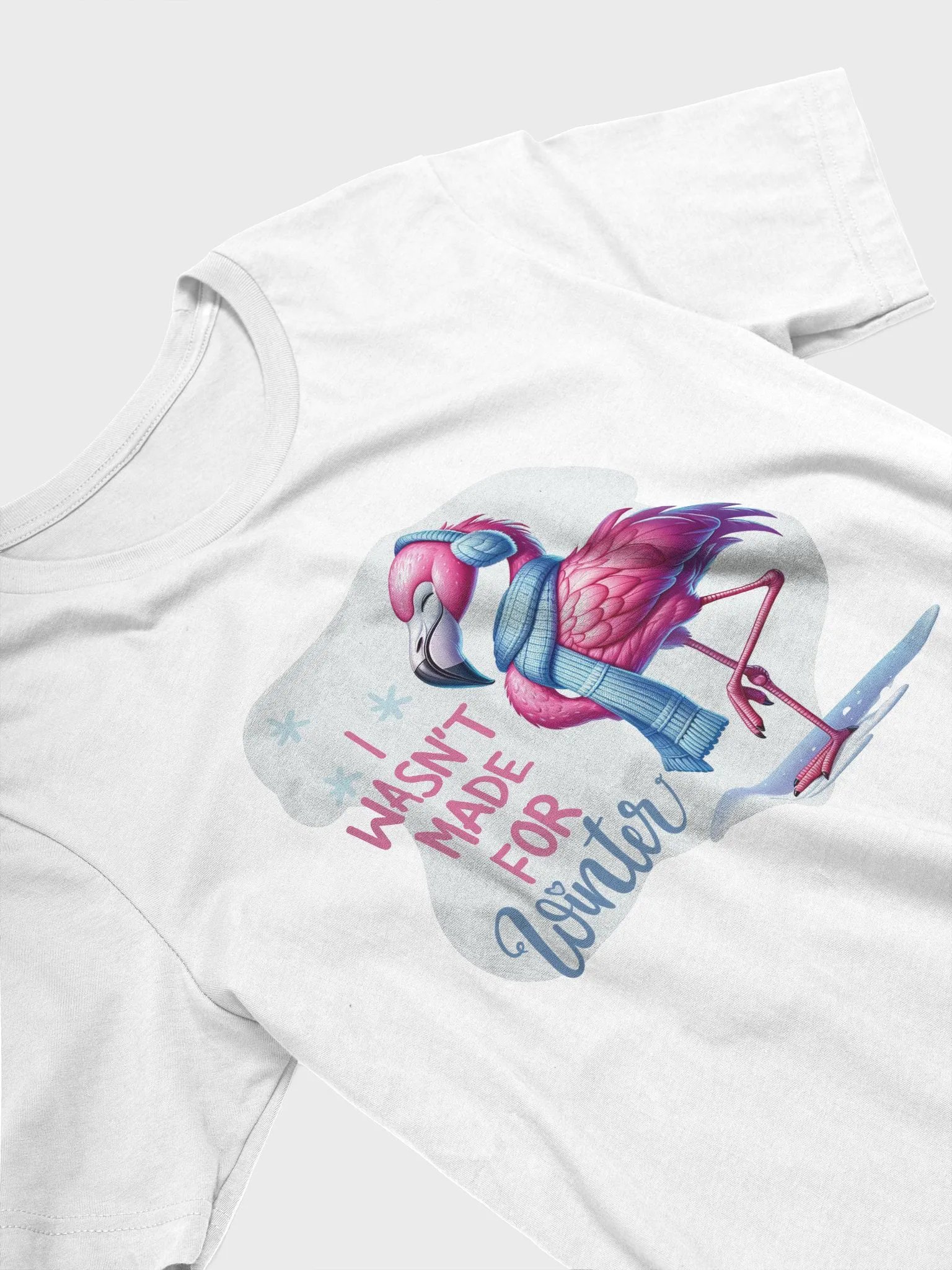 I Wasn't Made For Winter Bella Canvas T-shirt | Funny Winter Tee | Unisex Flamingo Shirt product image (4)