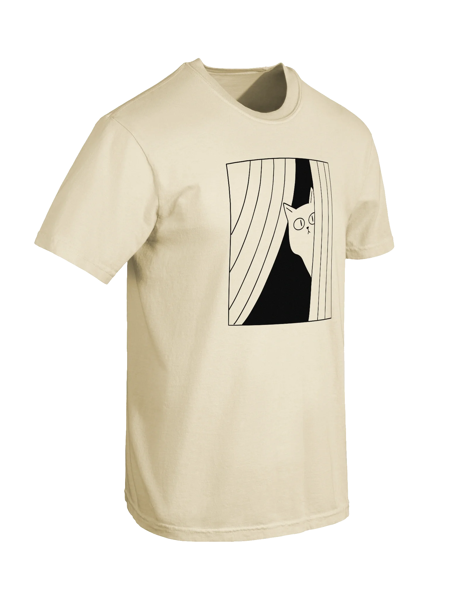 Peeking Cat Window T-Shirt – Minimal Line Art Tee product image (2)