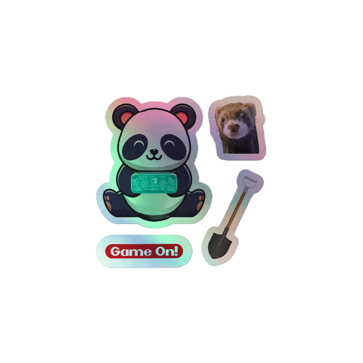 Gaming Panda + 3 Holographic Sticker Set product image (1)
