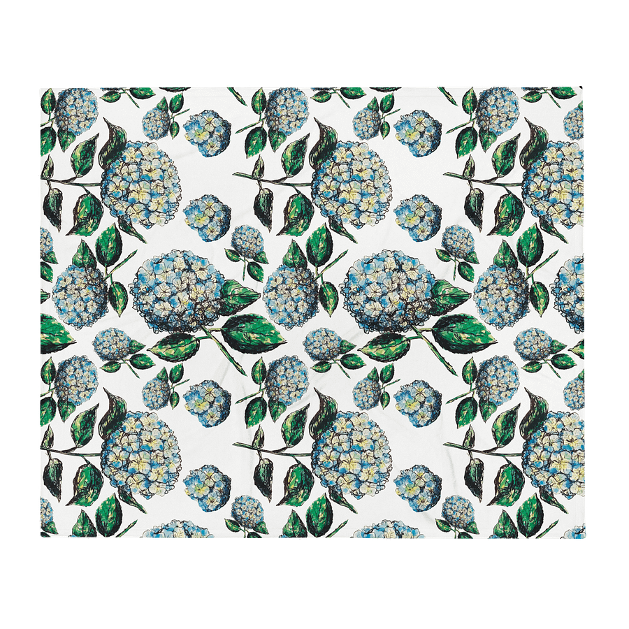 Blue Hydrangeas | Coastal Floral Throw Blanket in Soft Fleece product image (3)