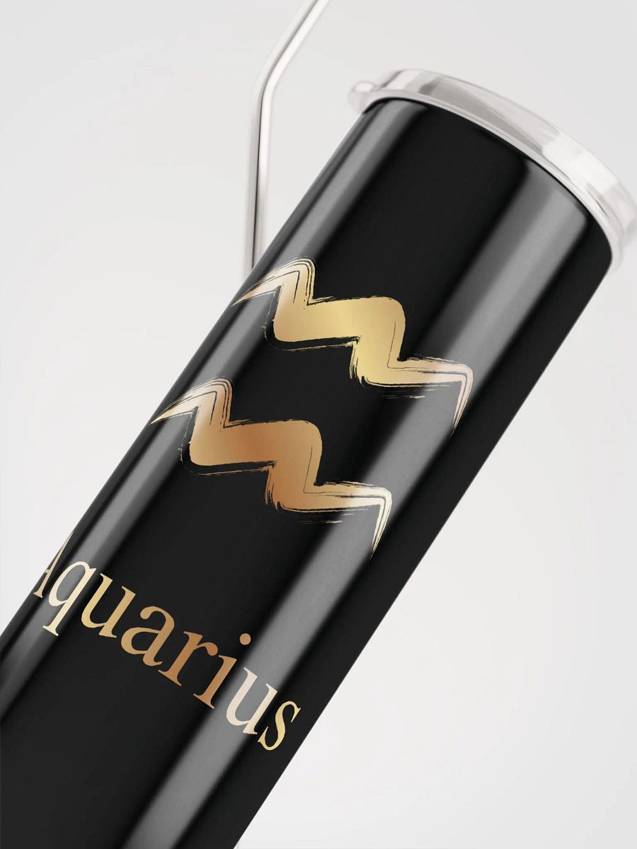 Golden Aquarius Sign Stainless Steel Tumbler: Zodiac Elegance! ♒ product image (5)