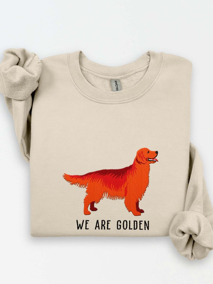 We Are Golden Sweatshirt (Embroidered) of a Golden Retriever(Red) product image (1)