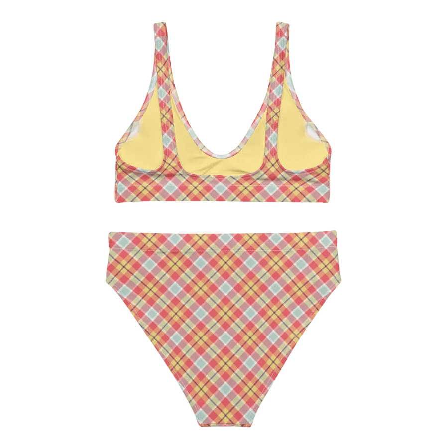 Coral Pink, Yellow, and Mint Plaid Bikini product image (4)