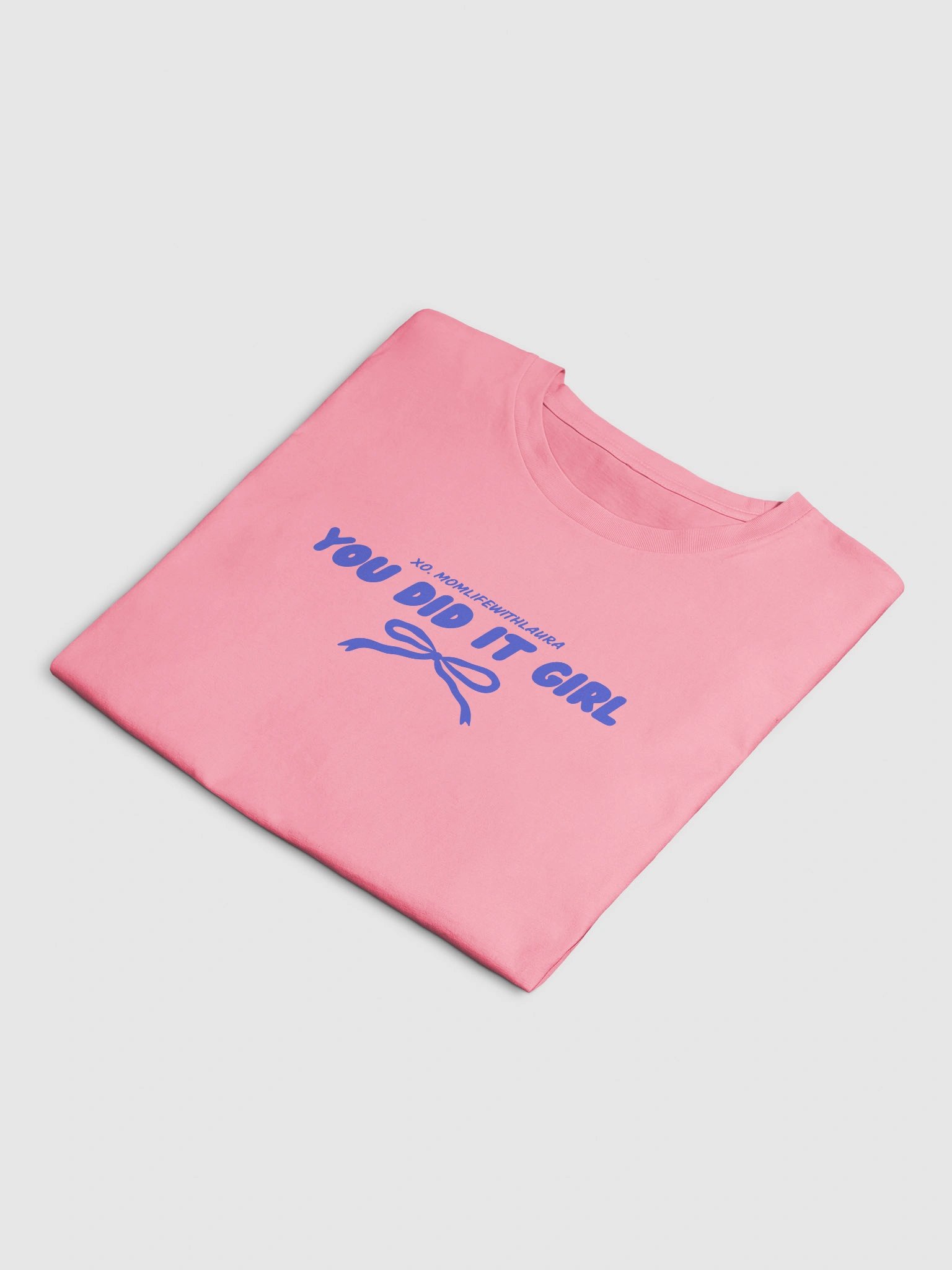 You Did it Girl Bow Cropped Tee - Blue/Pink product image (4)