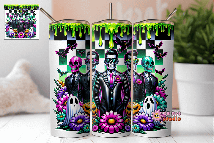 Funny Cute Ghost Halloween Tumbler Wrap PNG product image (1)
