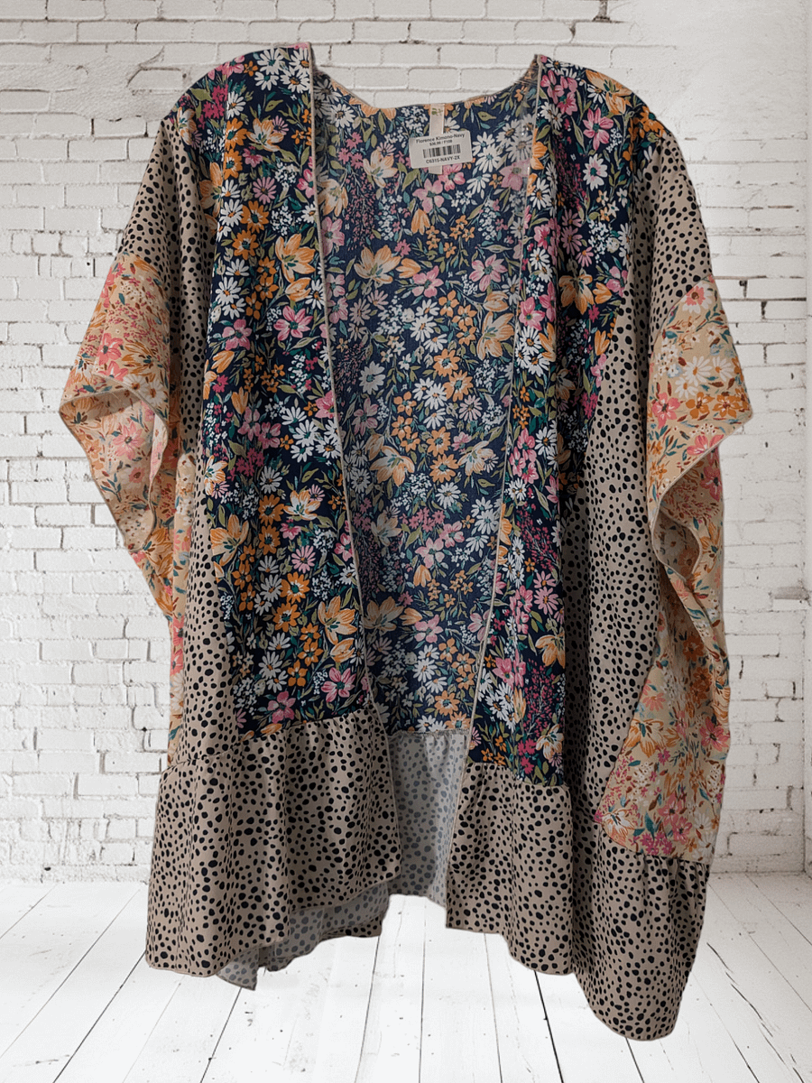 2X Boho Short Sleeve Flower Kimono product image (1)