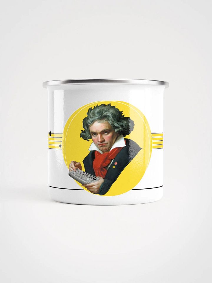 Roland van Beethoven by Frank Fonik (TB 303), Techno EDM Enamel Mug product image (1)