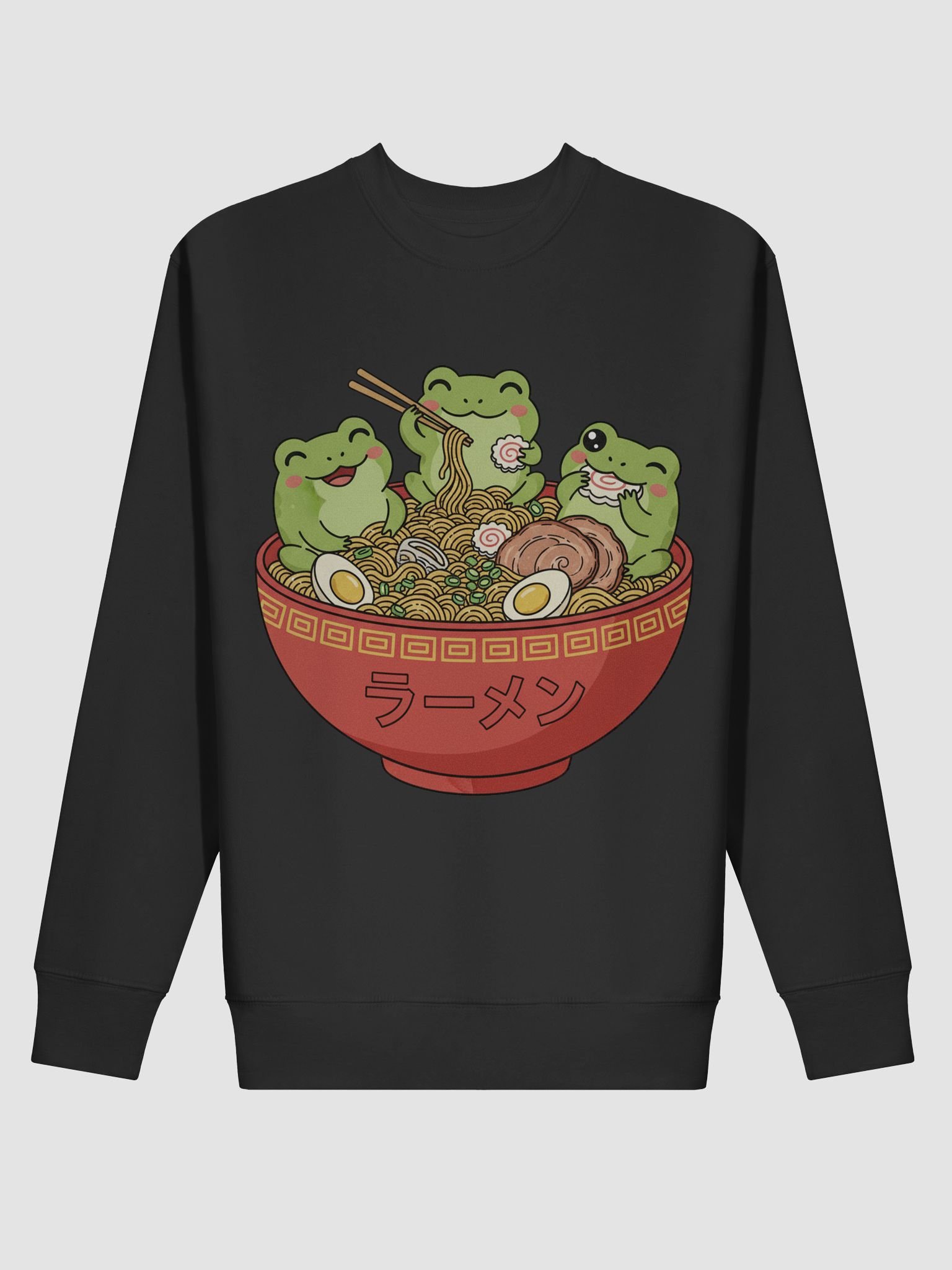 Adorable Frog Trio Ramen Kawaii Japanese Style Sweatshirt product image (11)