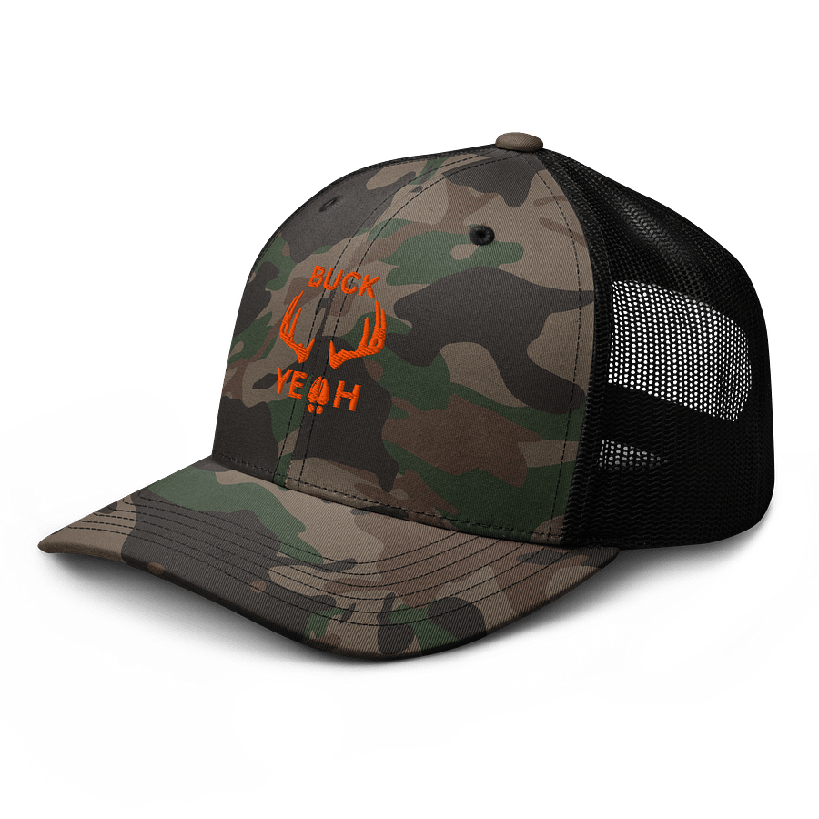 BUCK YEAH camo hat with orange design product image (4)