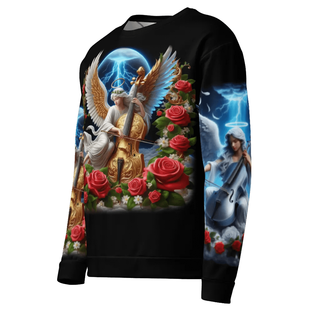 Angels making Music with a Cello - All-Over Unisex Sweatshirt #3 product image (4)