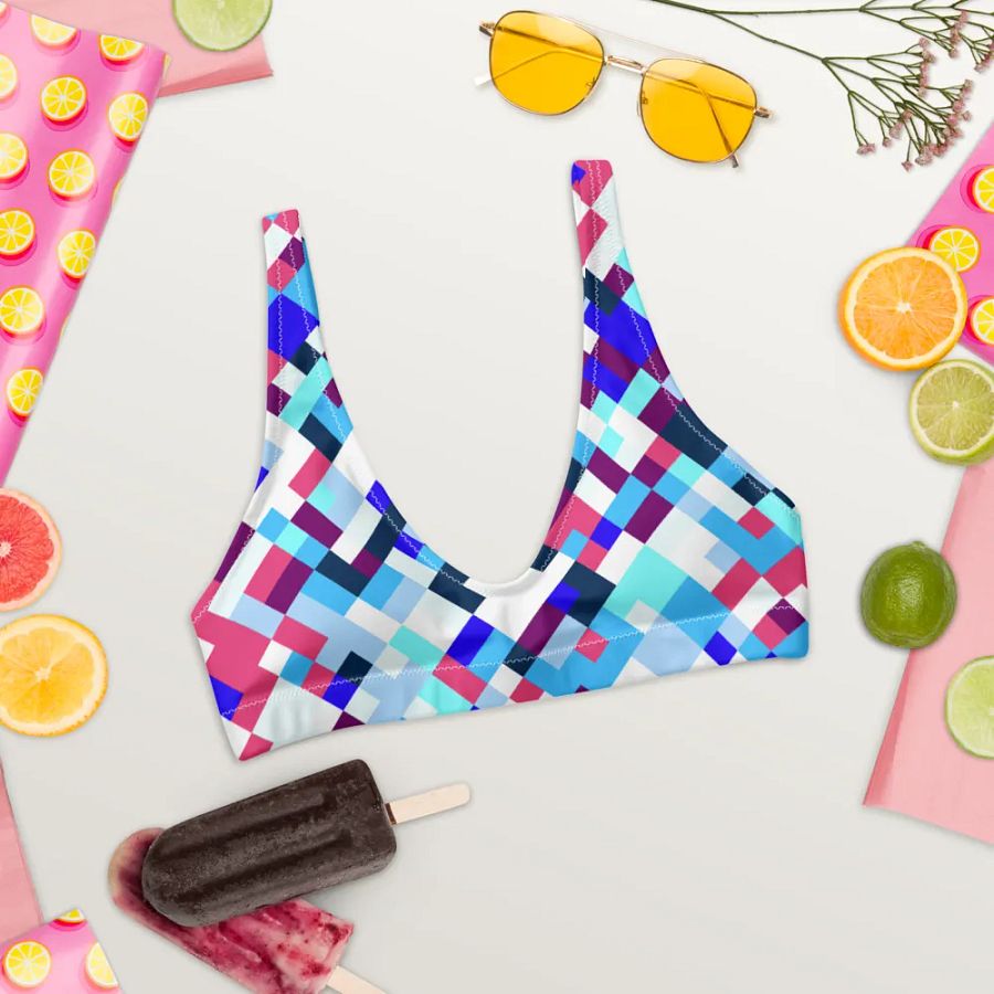 Colorful Mosaic Pattern Design Padded Bikini Top - v1 product image (6)