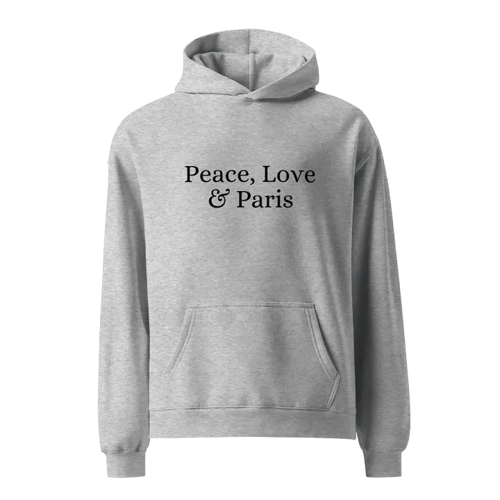 Peace, Love and Paris Unisex Oversized Hoodie | Black Ink product image (1)