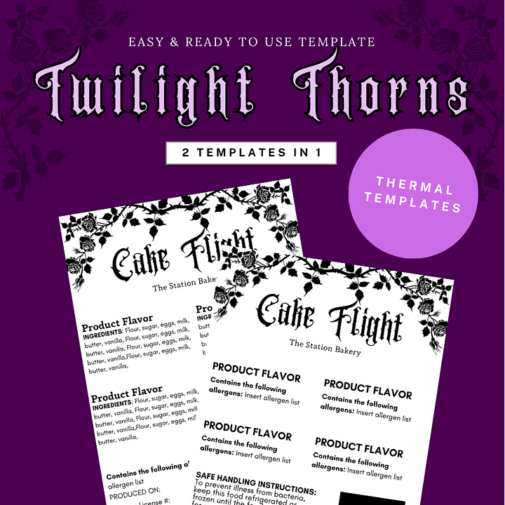 Twilight Thorns Cake Flight Thermal Label Template product image (1)