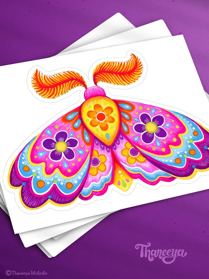 Colorful Moth Sticker product image (1)