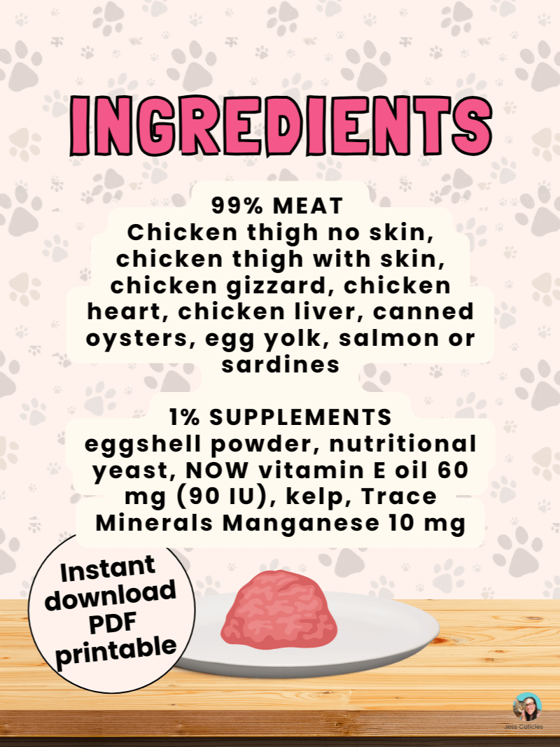 Chicken raw boneless cat food recipe ~ 1 recipe for adult cats product image (3)