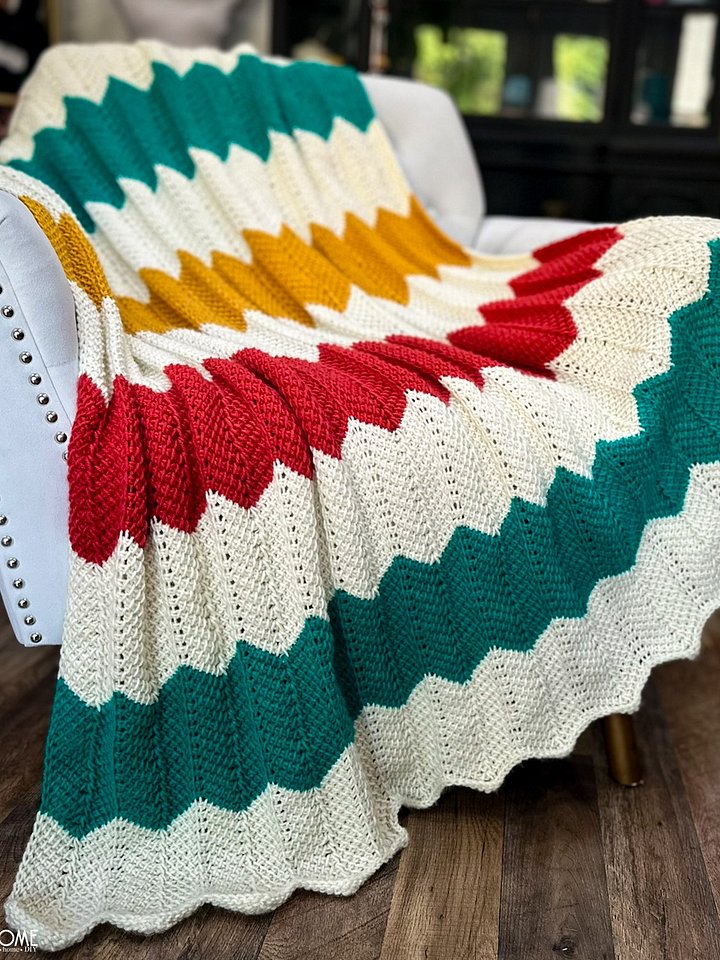 Simple Tunisian Chevron Throw Pattern product image (1)