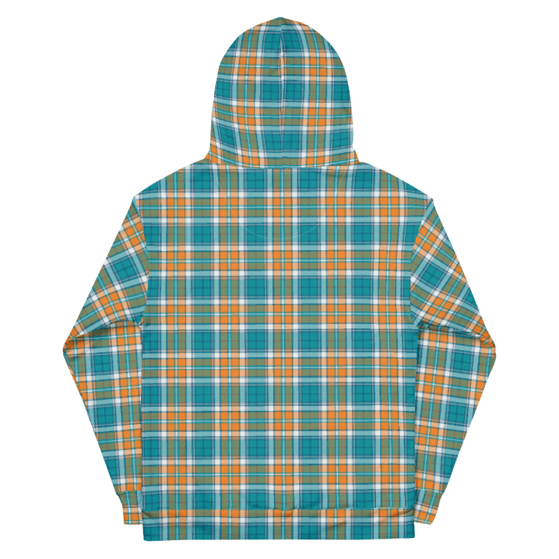 Turquoise and Orange Sporty Plaid Hoodie product image (7)