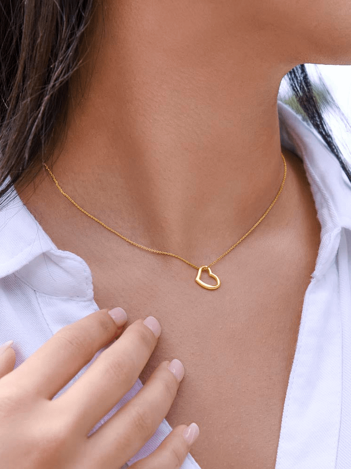 Dainty Heart Necklace - 14k White Gold & 18k Yellow Gold product image (1)