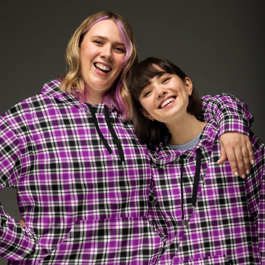 Purple, Black & White Plaid Hoodie product image (3)