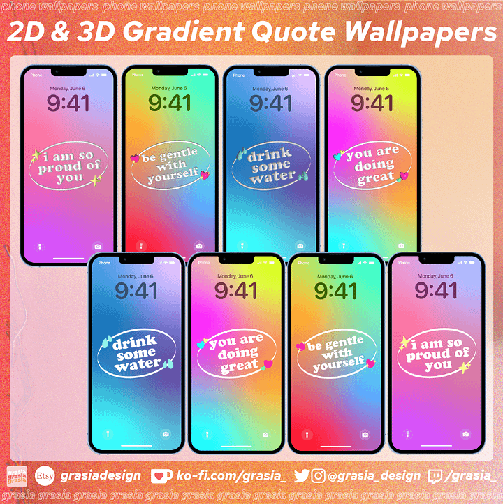 3D & 2D Gradient quote phone wallpapers ♡ product image (1)