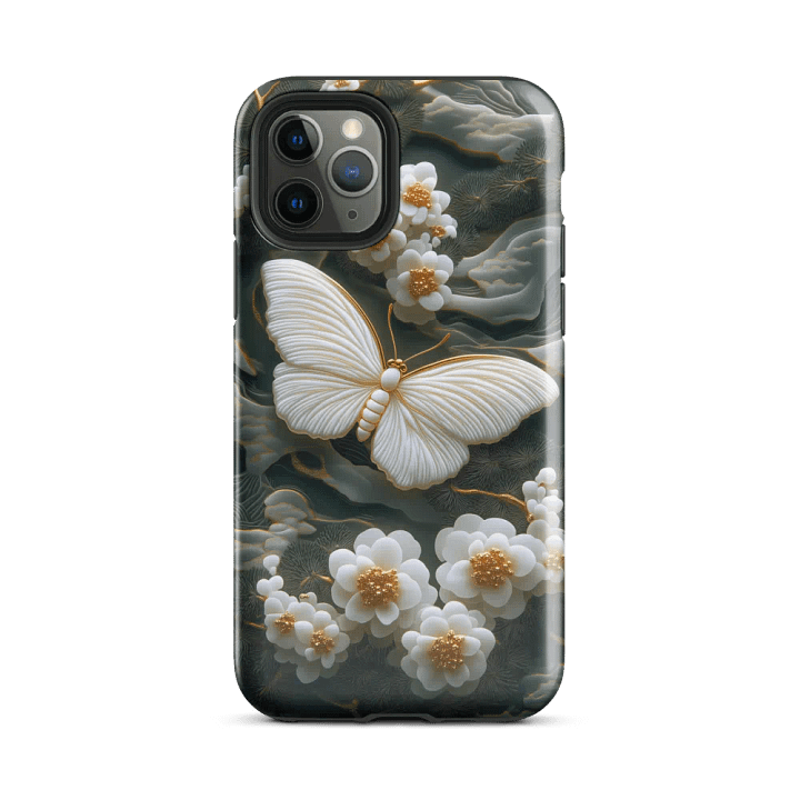 White Butterfly Jade Carving Effect - Tough Phone Case product image (2)