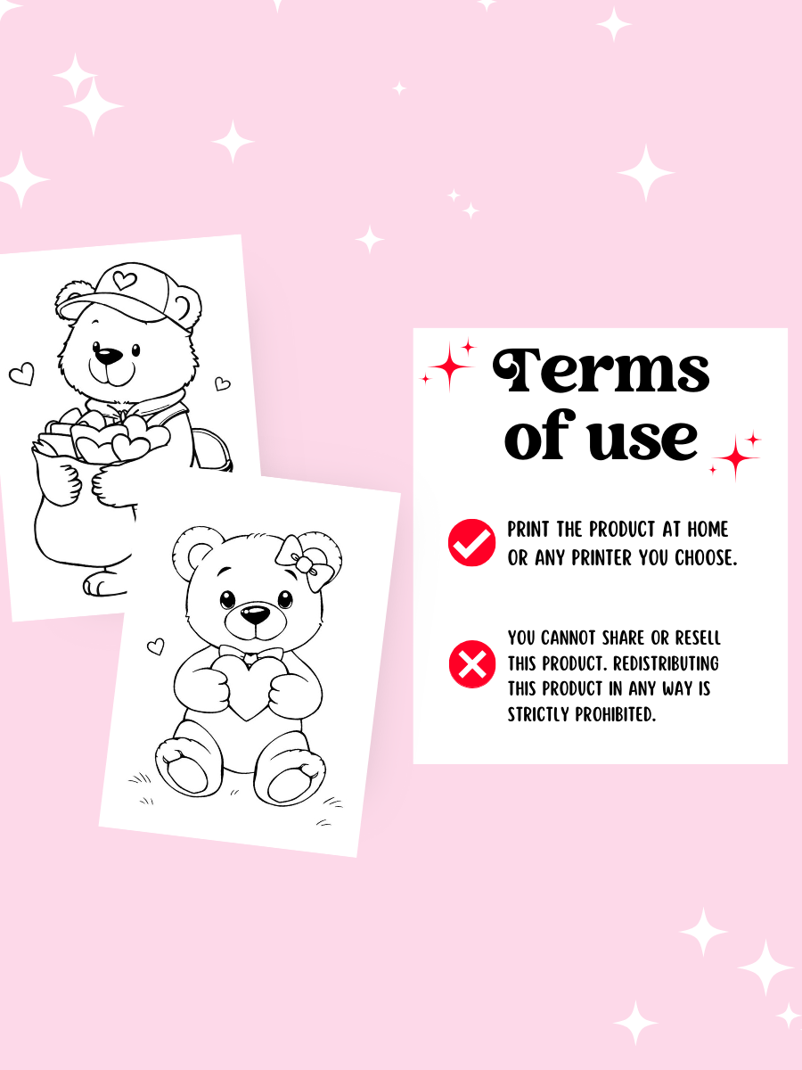 VALENTINE BEAR COLORING PAGES product image (7)