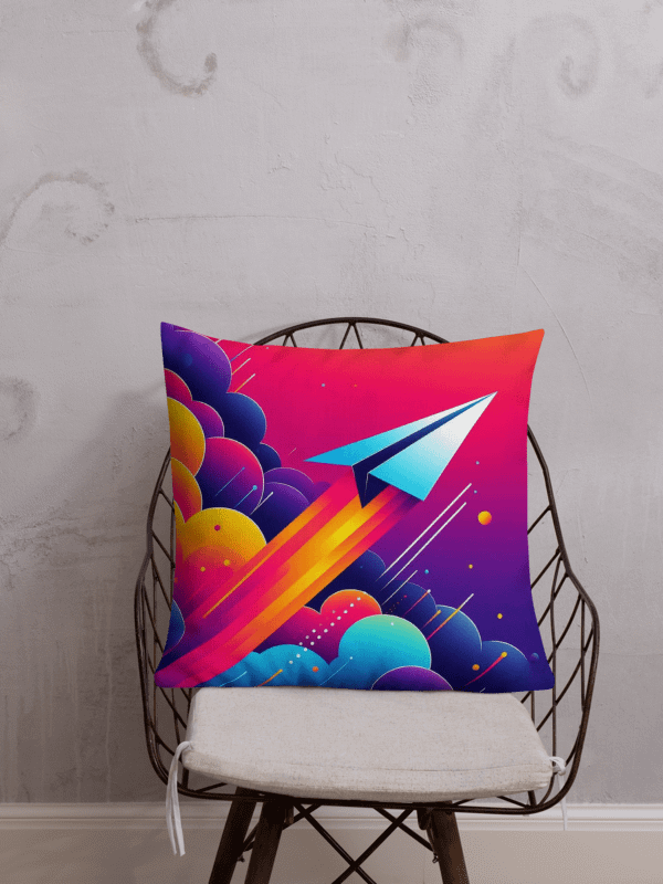 Elevate Your Decor with Upward Bound Premium Pillow| AI design paper airplane product image (1)