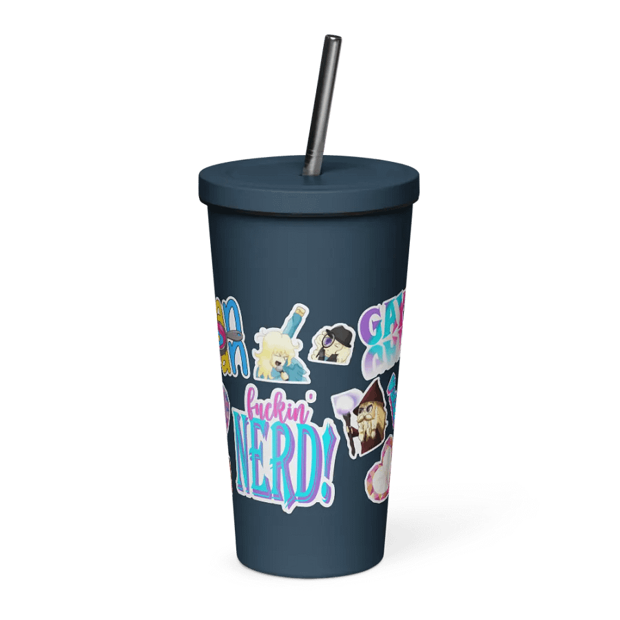 Faux Sticker Insulated Tumbler with Lid and Straw product image (4)