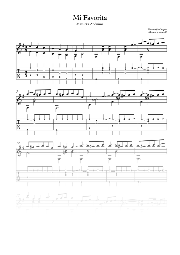 Mi Favorita - Partitura + Tabs product image (1)