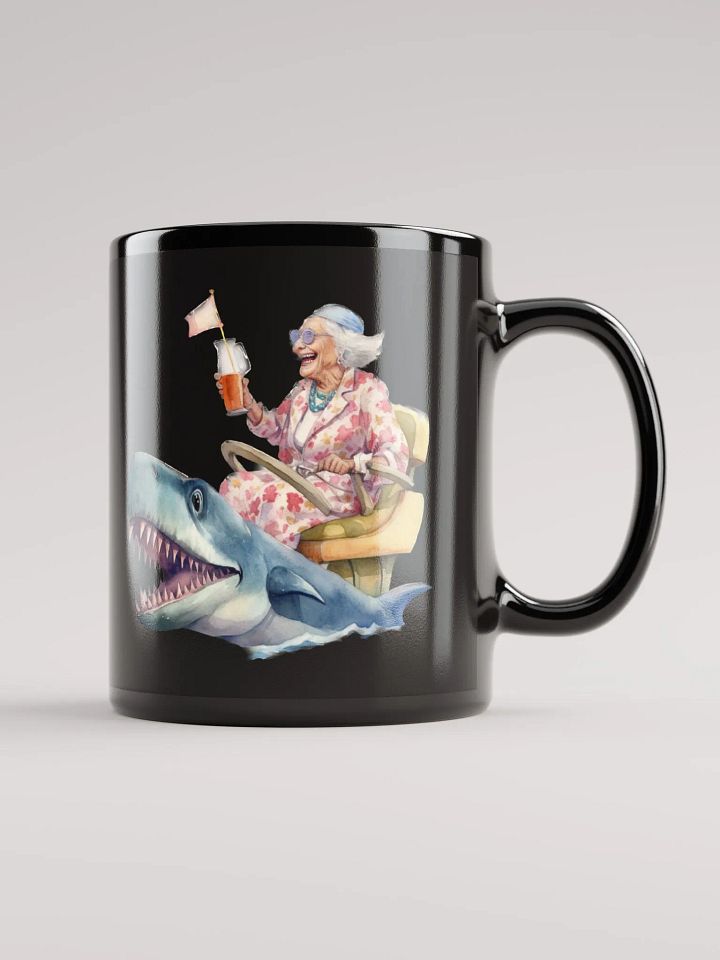Badass Grandma Riding a Shark Mug 11 oz product image (1)