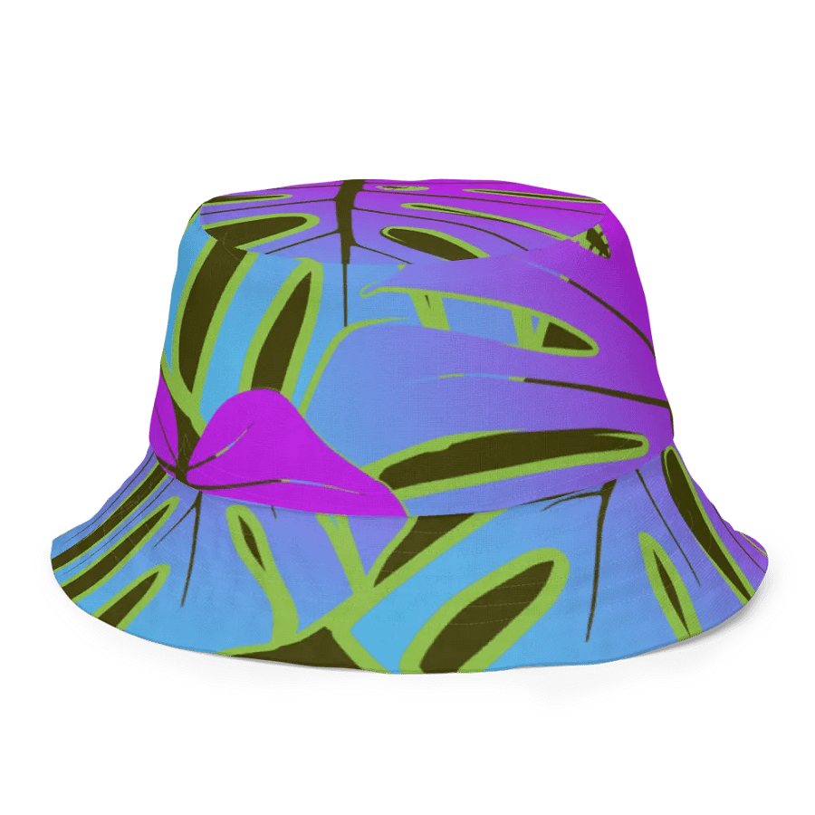 Dark Mode Neon Monstera Madness Reversible Bucket Hat product image (9)