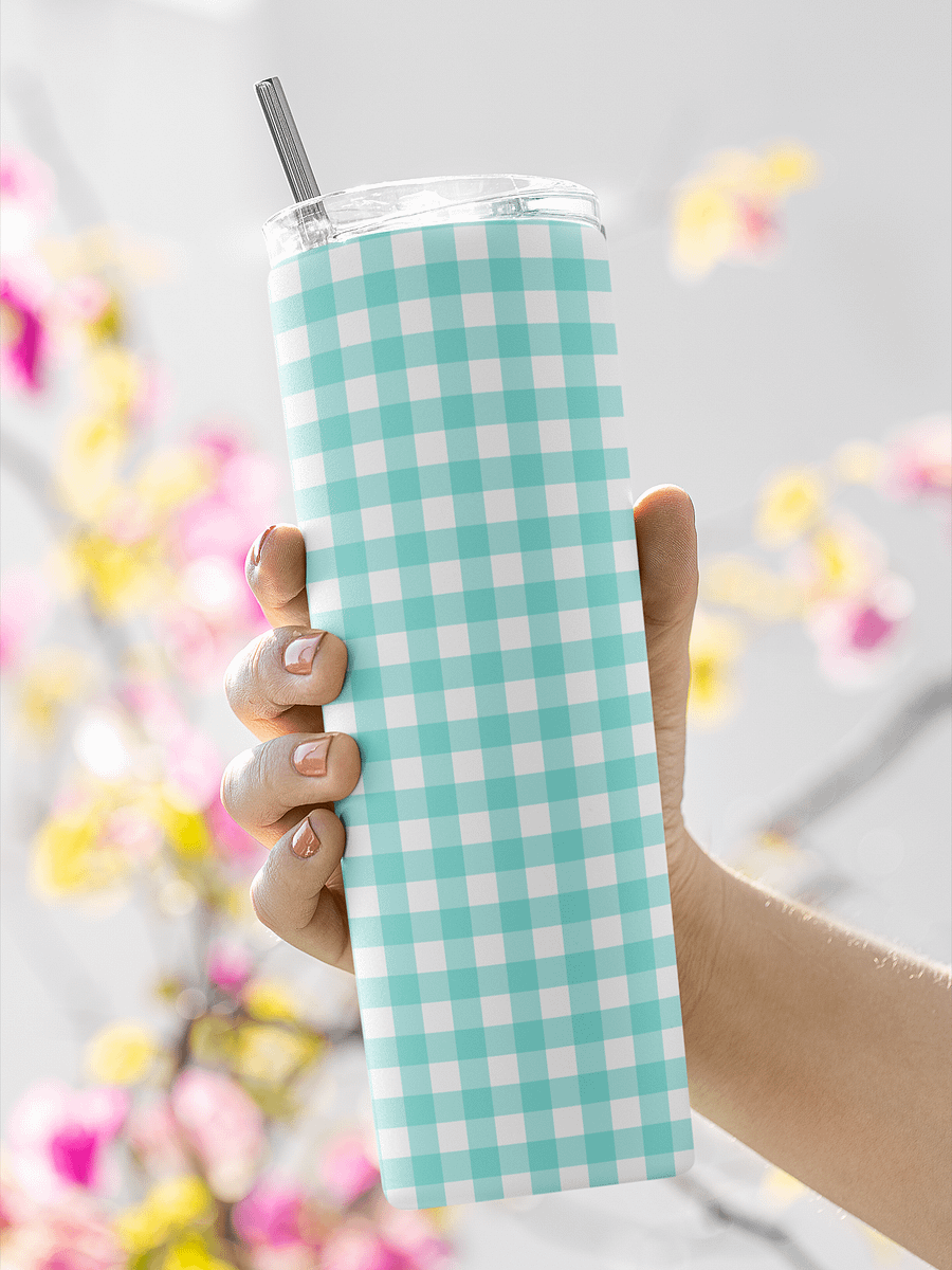 Teal and White Gingham 20 oz Tumbler product image (1)