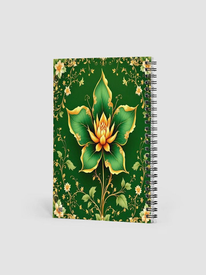 Emerald Jasmine Bloom Spiral Notebook – Elegant Green & Gold Floral Design product image (2)