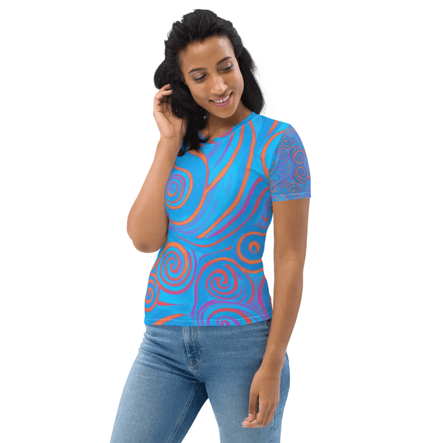 Funky Blue Dreams Liquid Tie-Dye Women's Crewneck T-shirt product image (7)