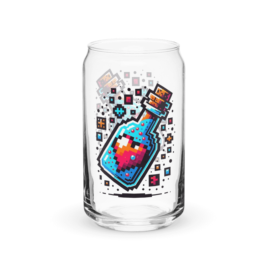 16 oz Double Wall Clear Plastic Tumbler with Pixelated Healing Potion Bottle Art – Featuring Red Heart Icon 💖 product image (3)