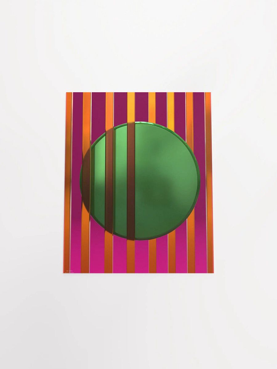 Minimalist 3D Digital Art | Orange Lines Green Circle on Pink Background product image (3)