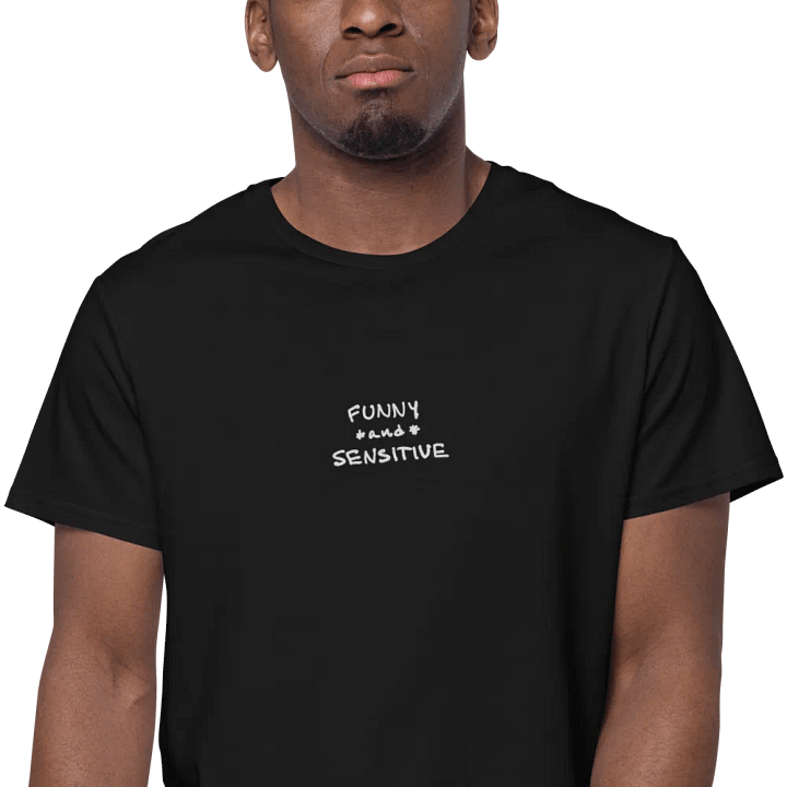 FUNNY *and* SENSITIVE embroidered premium cotton tee (white thread) product image (2)