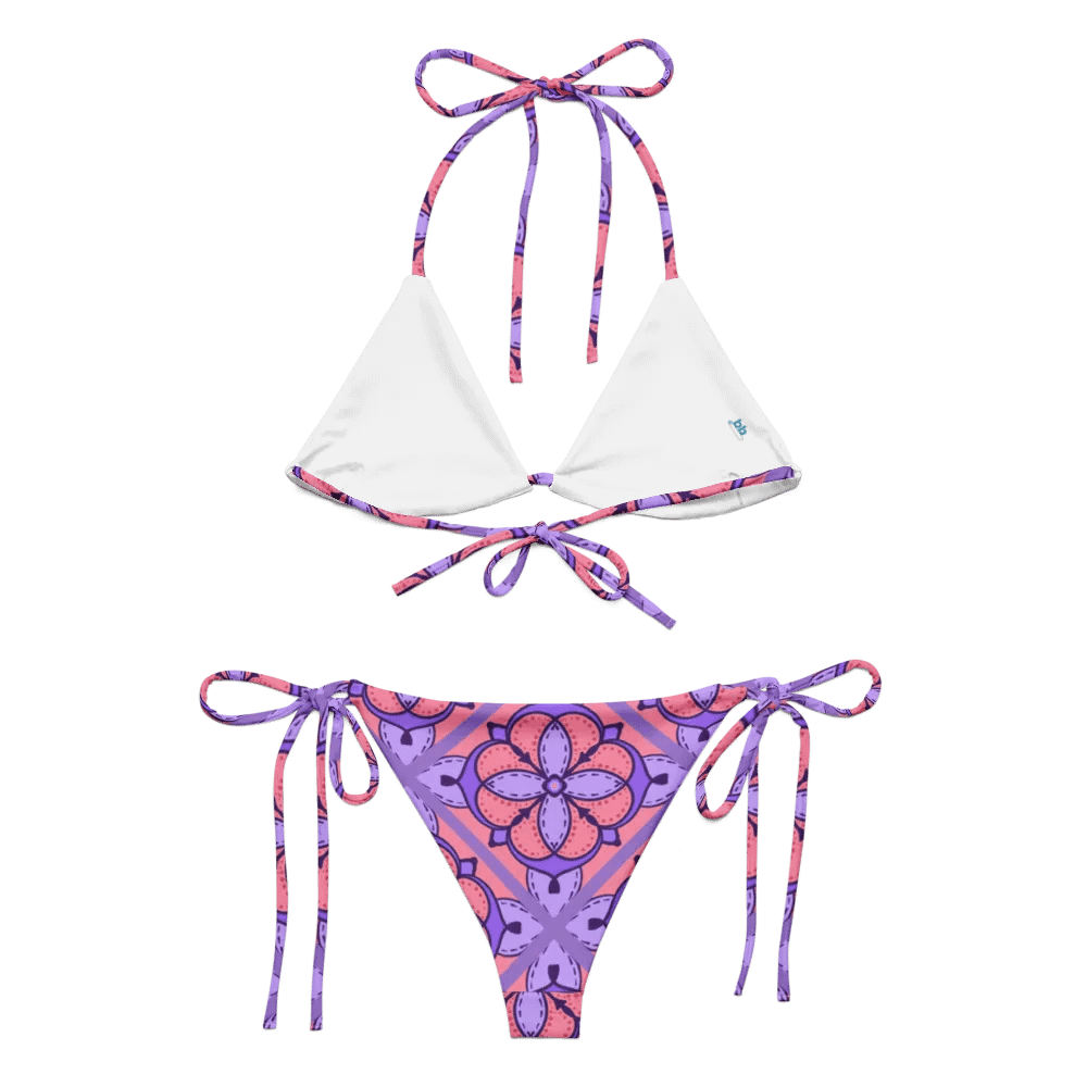 Peach and Lilac Symmetry Pattern String Bikini product image (5)