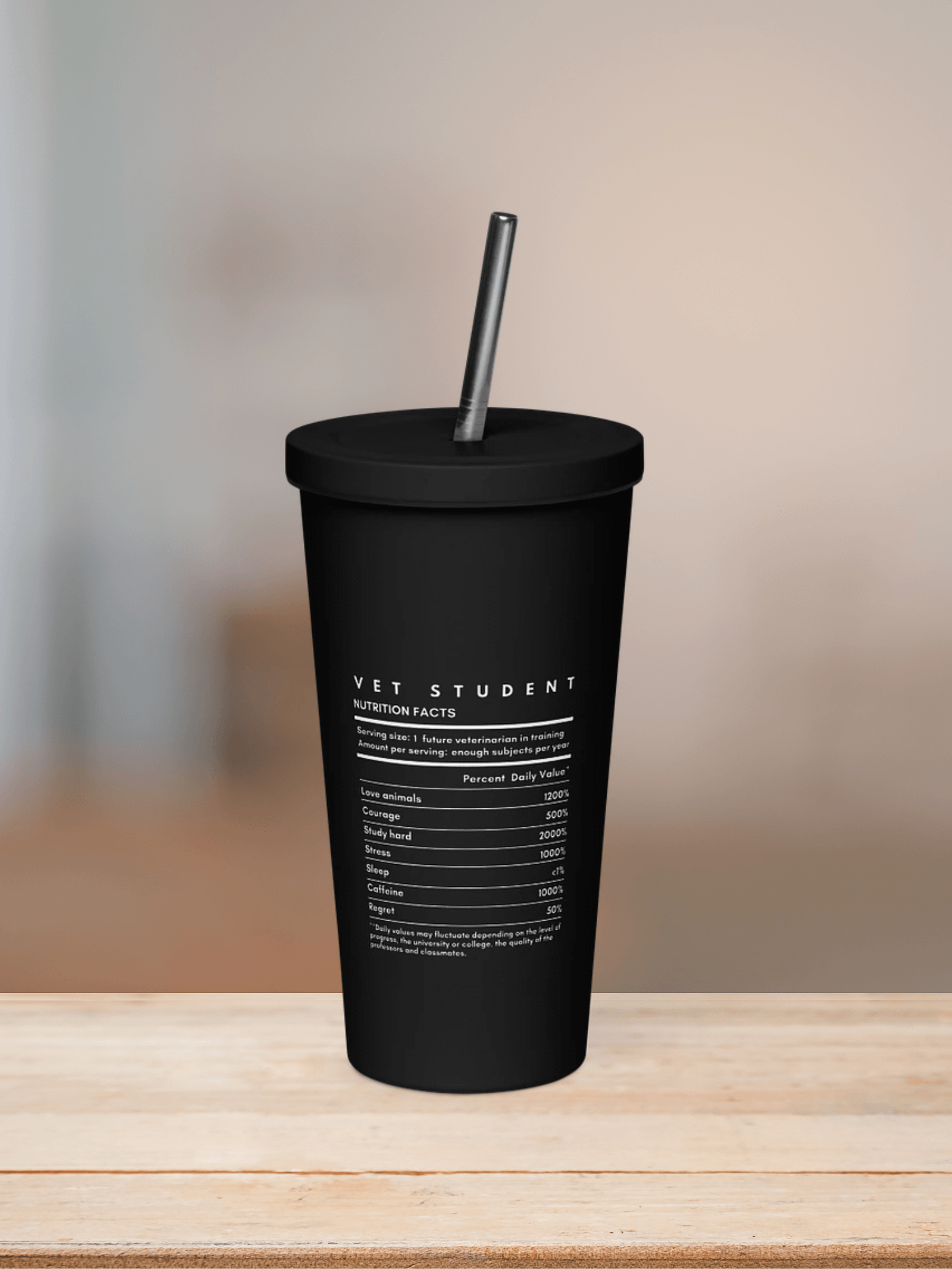 "Veterinarian Nutrition Facts" Insulated Tumbler with a Straw product image (4)
