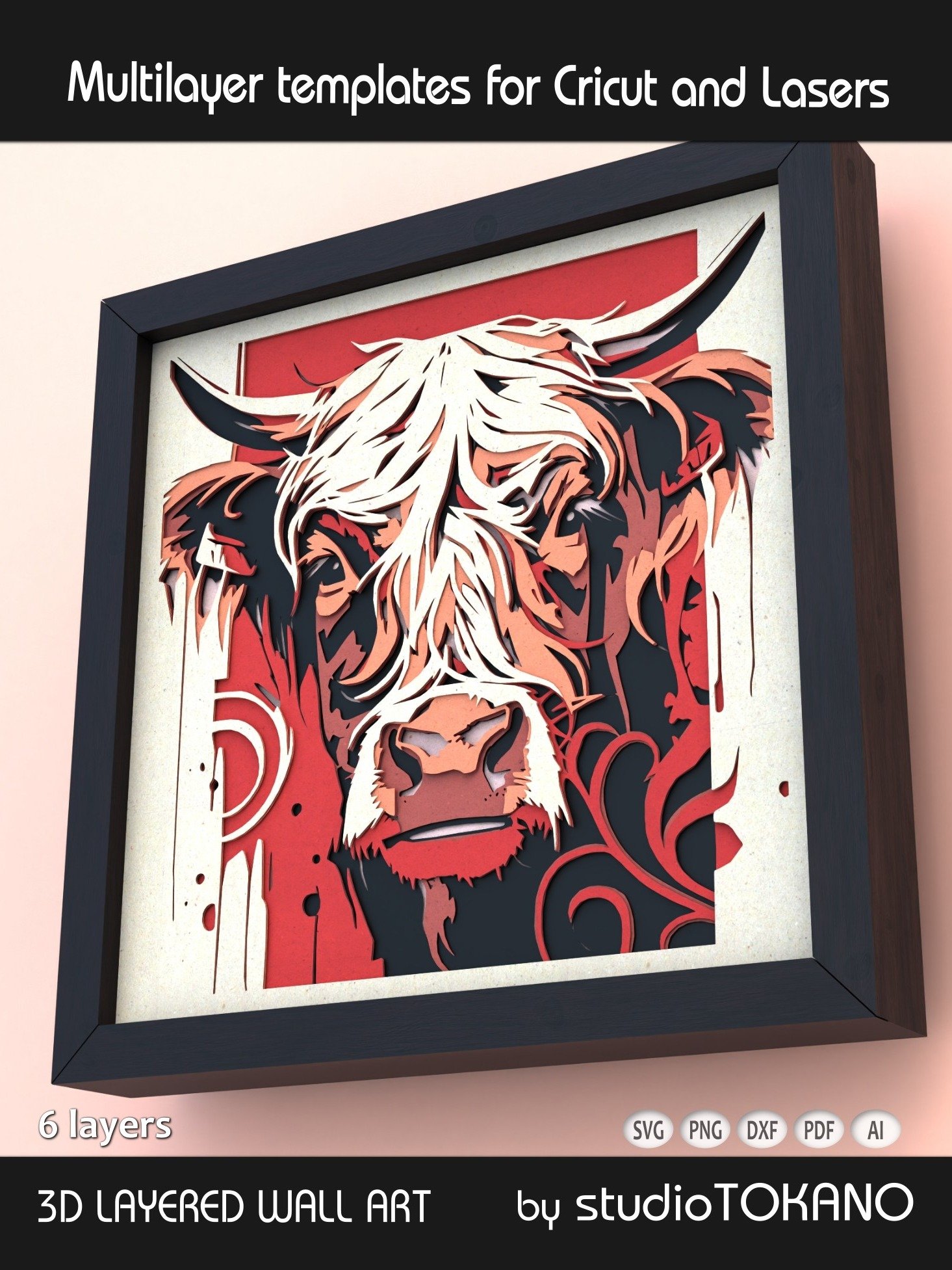 Highland Cow 3D Layered SVG product image (4)