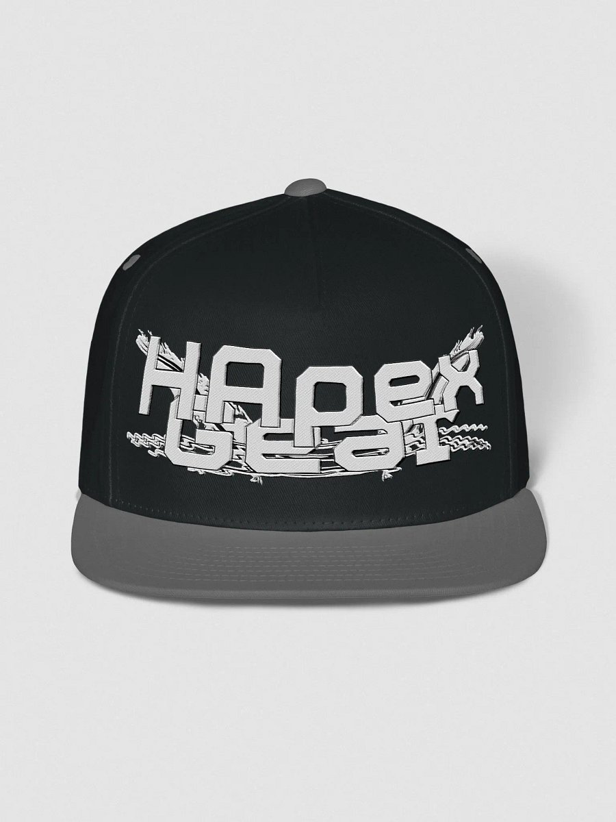 Flat Snapback Cap - Embroidered - White HApex Gear Black Logo product image (1)