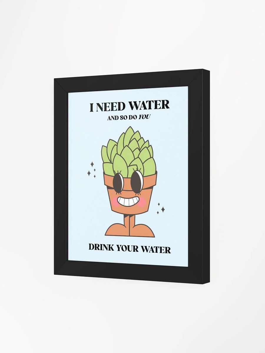 Retro Potted Plant Water Reminder Motivational Quote Framed Wall Art Print product image (17)